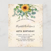 Papier Invitation d'anniversaire au budget tournesol euca (Devant)