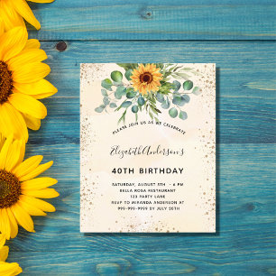 Papier Invitation d'anniversaire au budget tournesol euca