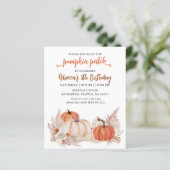 Papier Invitation d'anniversaire automnal Patch Citrouill (Debout devant)