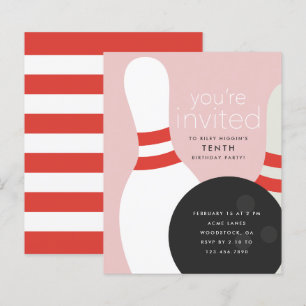 Papier Invitation d'anniversaire Bowling