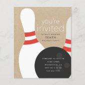 Papier Invitation d'anniversaire Bowling (Devant)