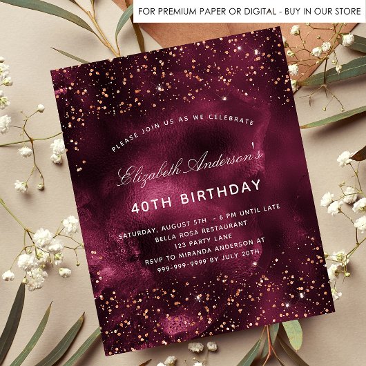 Papier Invitation d'anniversaire d'anniversaire d'or bord