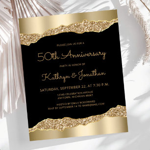 Papier Invitation d'anniversaire de 50 ans Budget Black G