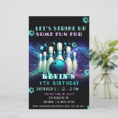 Papier Invitation d'anniversaire de bowling néon Budget S (Debout devant)