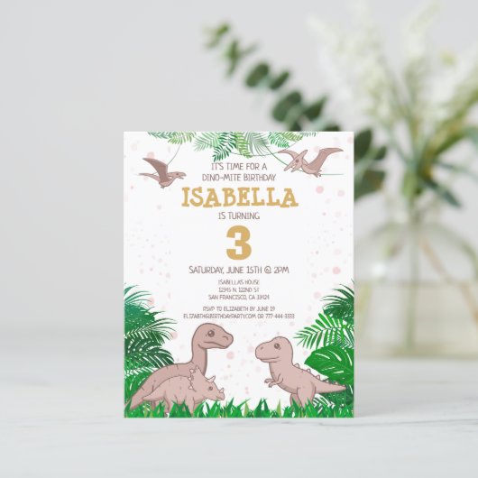 Papier Invitation d'anniversaire de dinosaure pour enfant (Debout devant)