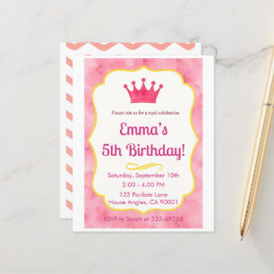 Papier Invitation d'anniversaire de la Couronne rose za