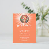 Papier Invitation d'anniversaire de la fête Disco corail (Debout devant)