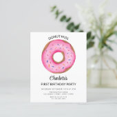 Papier Invitation d'anniversaire de la fille Donut rose b (Debout devant)