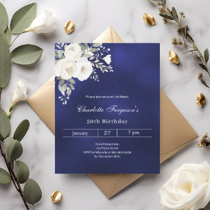 Papier invitation d'anniversaire de la Marine bleu blanc 