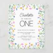 Papier Invitation d'anniversaire de la première fille Fle (Devant)