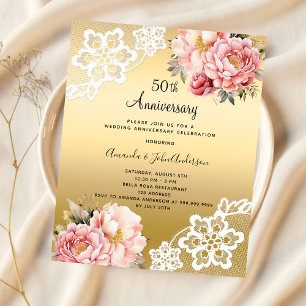 Papier Invitation d'anniversaire de mariage 50 ans avec f