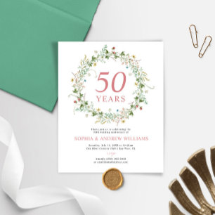 Papier Invitation d'anniversaire de mariage rustique à pe