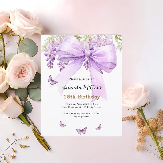 Papier Invitation d'anniversaire de papillon floral arc-l