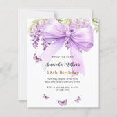 Papier Invitation d'anniversaire de papillon floral arc-l (Devant)