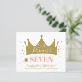 Papier Invitation d'anniversaire de princesse rose pour p (Debout devant)