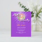 Papier Invitation d'anniversaire Disco party violet rose (Debout devant)