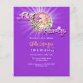 Papier Invitation d'anniversaire Disco party violet rose (Devant)