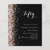 Papier Invitation d'anniversaire d'or rose noir (Devant)