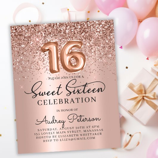 Papier Invitation d'anniversaire du Rose d'or du budget