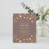 Papier Invitation d'anniversaire étoiles dorées sur fond (Debout devant)