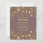 Papier Invitation d'anniversaire étoiles dorées sur fond (Devant)
