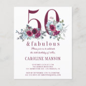 Papier Invitation d'anniversaire florale fabuleuse et à m (Devant)