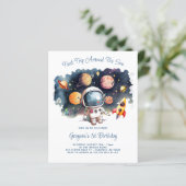 Papier Invitation d'anniversaire garçon planètes espace e (Debout devant)