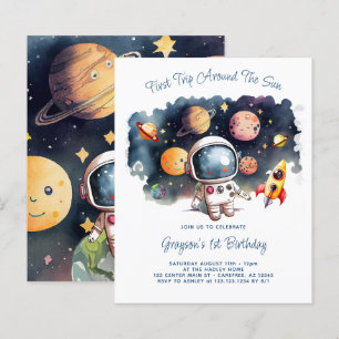 Papier Invitation d'anniversaire garçon planètes espace e