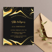 Papier Invitation d'anniversaire moderne en or noir