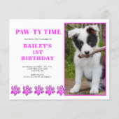 Papier Invitation d'anniversaire pour chien rose temps ro (Devant)