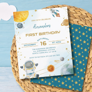 Papier Invitation d'anniversaire pour garçon astronaute B