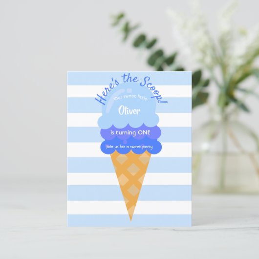 Papier Invitation d'anniversaire pour garçon avec glace b (Debout devant)