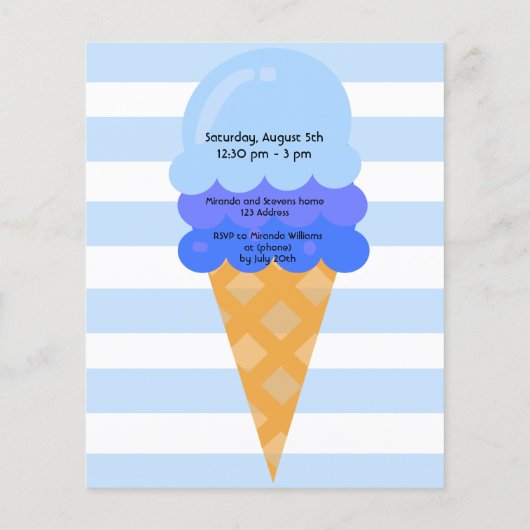 Papier Invitation d'anniversaire pour garçon avec glace b (Dos)