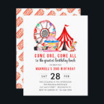 Papier Invitation d'anniversaire pour un spectacle de cir<br><div class="desc">Invitation d'anniversaire pour enfant pour un spectacle de cirque carnaval moderne sur budget</div>
