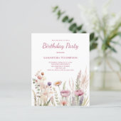 Papier Invitation d'anniversaire rose budget (Debout devant)
