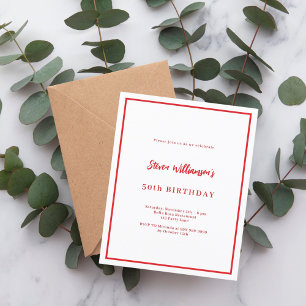 Papier Invitation d'anniversaire rouge blanc