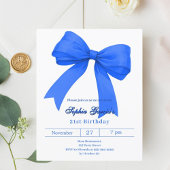 Papier Invitation d'anniversaire Royal blue white bow
