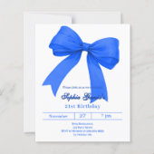 Papier Invitation d'anniversaire Royal blue white bow (Devant)
