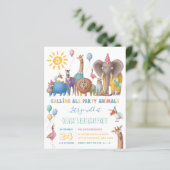 Papier Invitation d'anniversaire Safari Animal de fête sa (Debout devant)