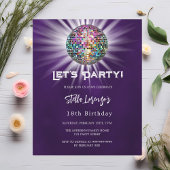 Papier Invitation d'anniversaire violet de fête Disco