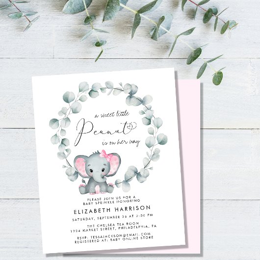 Papier Invitation d'arrosage d'éléphant Eucalyptus budget