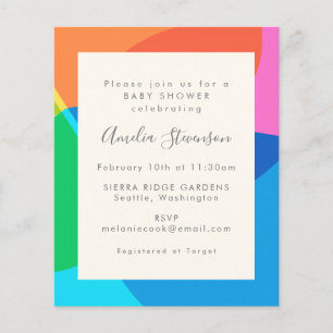 Papier Invitation d'Baby shower Abstrait coloré budgétair
