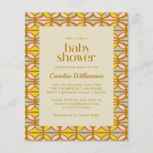 Papier Invitation d'Baby shower Abstrait rose et jaune bu