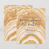 Papier Invitation de 21e anniversaire Budget Fausse Agate (Devant / Derrière)