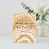 Papier Invitation de 21e anniversaire Budget Fausse Agate (Debout devant)