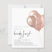 Papier Invitation de 21e partie Rose Budget Gold Balloons (Devant)