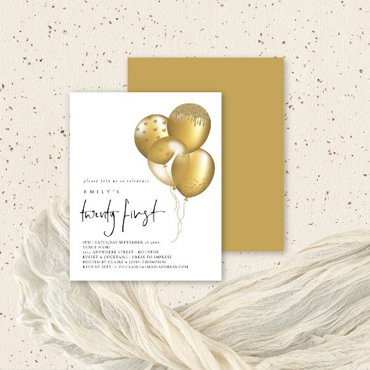 Papier Invitation de 21e Parties scintillant Gold Budget