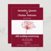 Papier Invitation de 40e anniversaire de mariage à fleurs (Devant / Derrière)