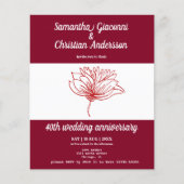 Papier Invitation de 40e anniversaire de mariage à fleurs (Devant)