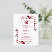 Papier Invitation de 40e anniversaire de mariage en rubis (Debout devant)
